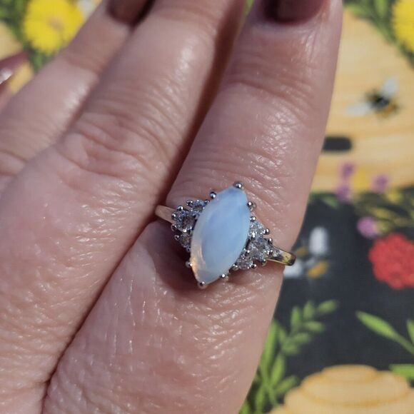 Fragrant Jewels Opal Moonstone & CZ Ring - Picture 2 of 6